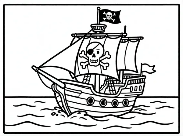 barco pirata con banderas ondeando
