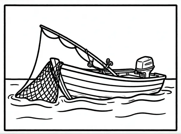 lancha de pesca con redes