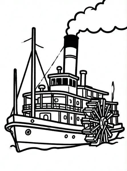 barco de vapor retro con humo