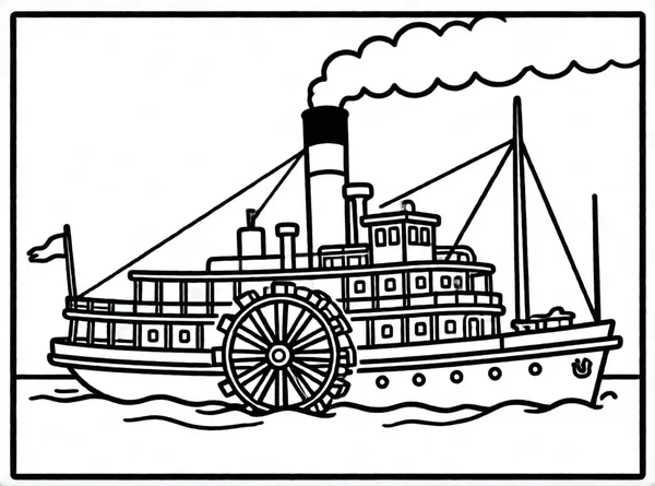 barco de vapor retro con humo