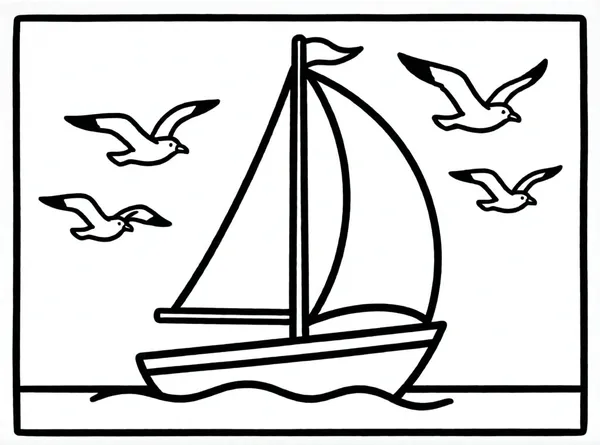 velero con aves marinas volando