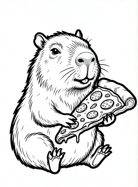 capibara comiendo pizza gigante