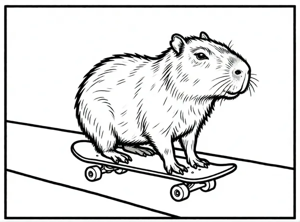 capibara sobre un monopatín