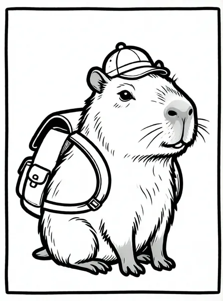 capibara explorador con mochila