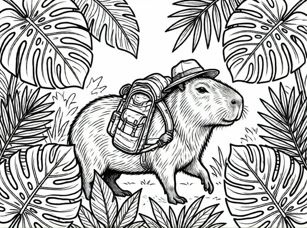 capibara explorador con mochila