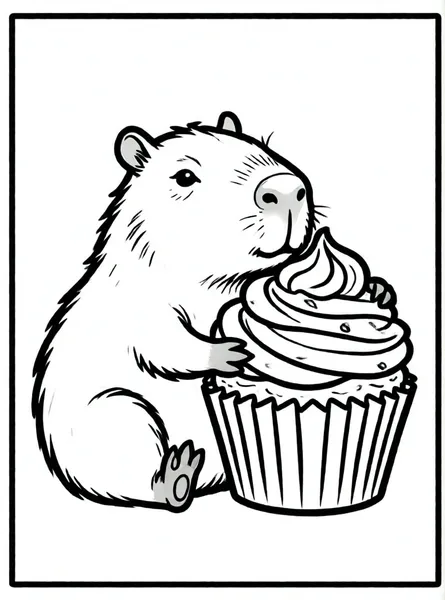 capibara con un cupcake gigante