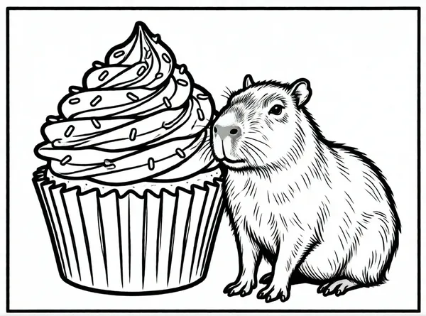 capibara con un cupcake gigante