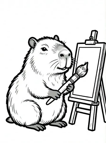 capibara artista pintando cuadro
