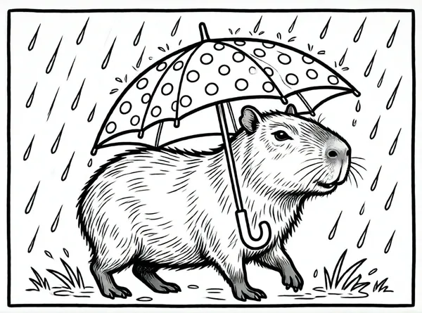 capibara bajo la lluvia