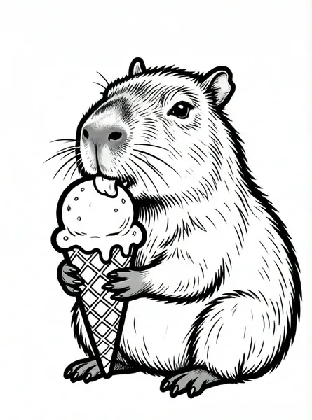capibara comiendo helado gigante