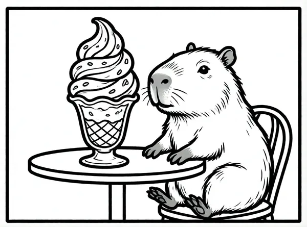 capibara comiendo helado gigante