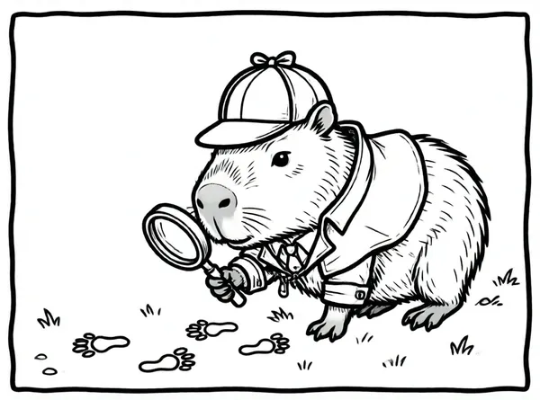capibara detective con lupa