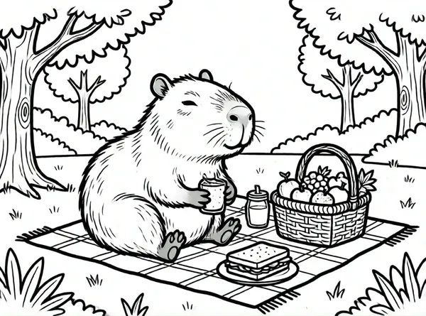 capibara de picnic divertido