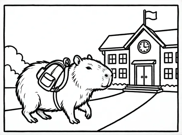 capibara estudiante con mochila