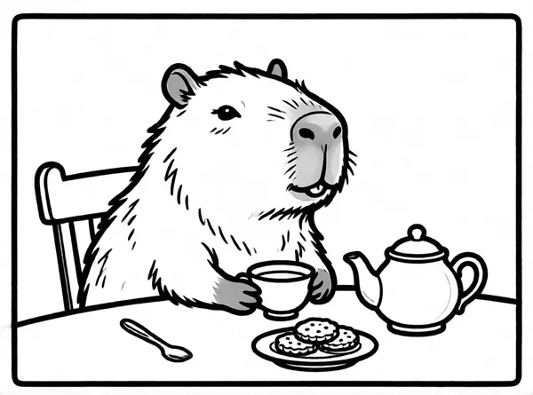capibara tomando té elegante