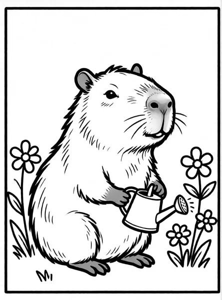 capibara jardinero con regadera