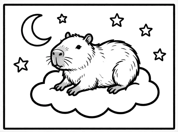 capibara flotando en nube