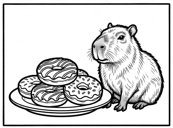 capibara con dona deliciosa