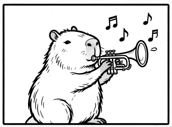 capibara tocando trompeta