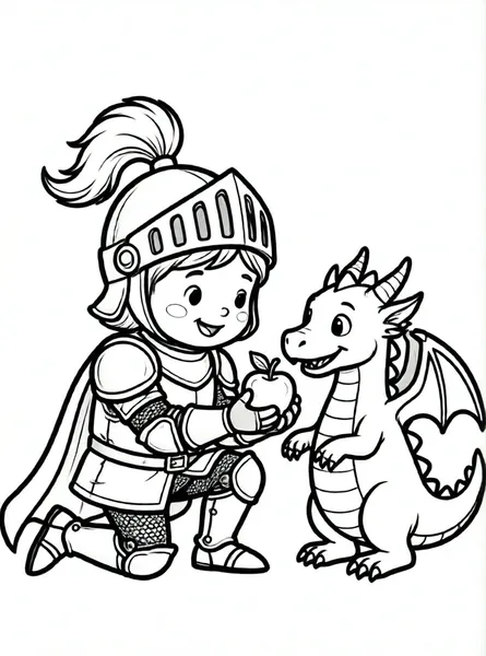 caballero alimentando dragon amigable