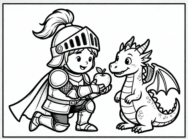caballero alimentando dragon amigable