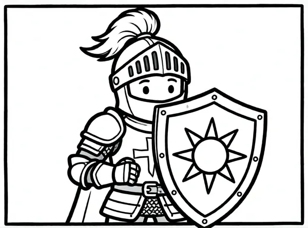 caballero con escudo brillante