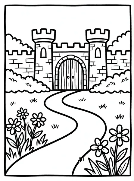 camino serpenteante hacia castillo