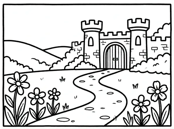 camino serpenteante hacia castillo