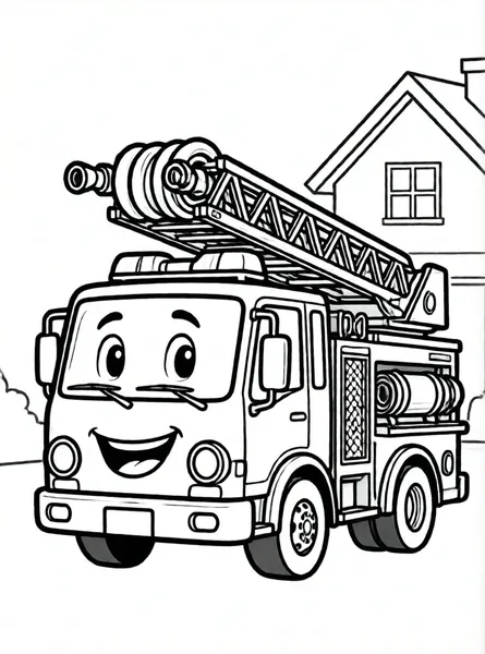 el camión de bomberos feliz