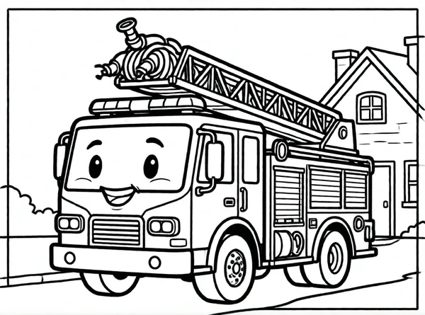 camion de bomberos y casita