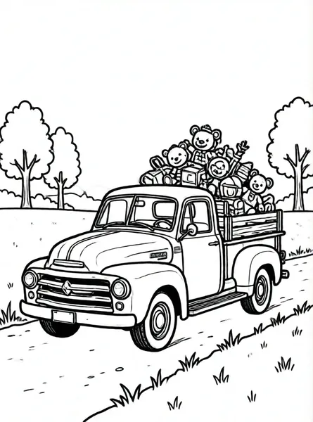 camioneta antigua con juguetes