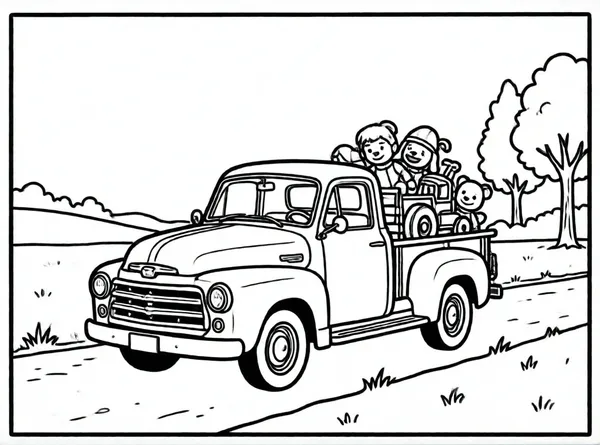 camioneta antigua con juguetes