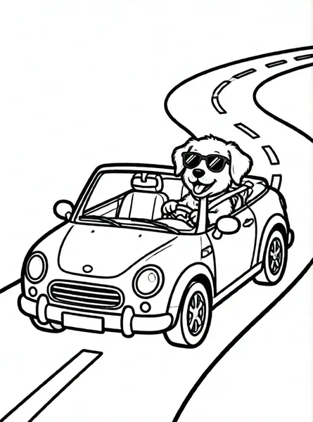 perrito en un coche divertido