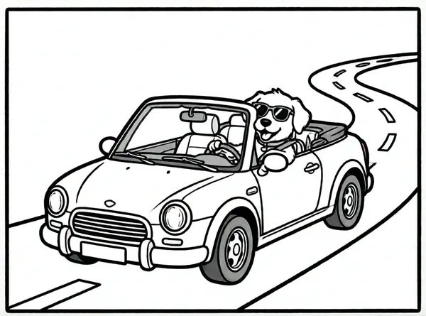 perrito en un coche divertido