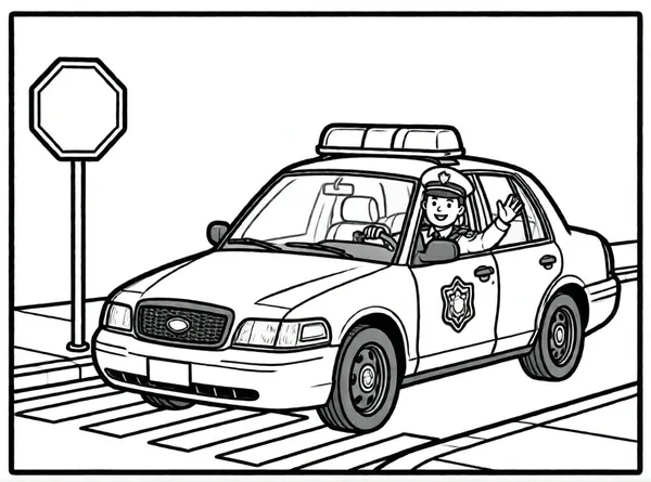 coche de policía y oficial