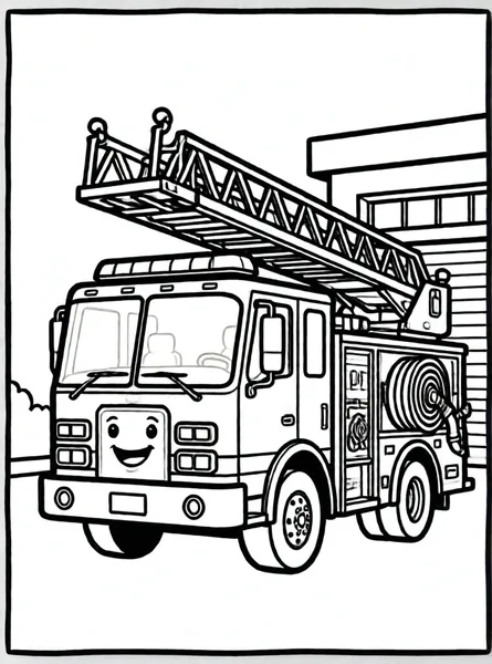 un camión de bomberos sonriente