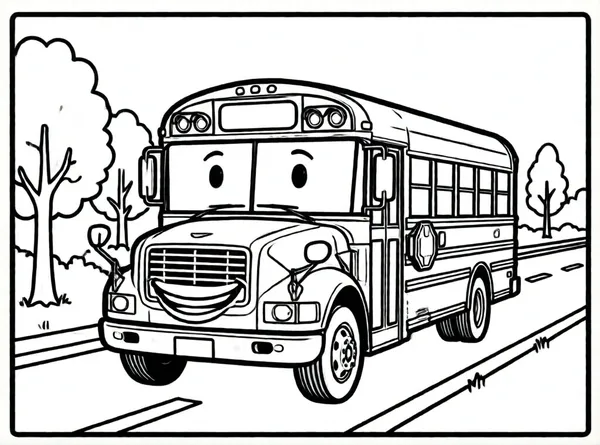 autobús escolar con sonrisa