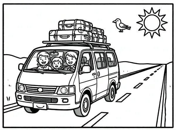minivan familiar en la carretera