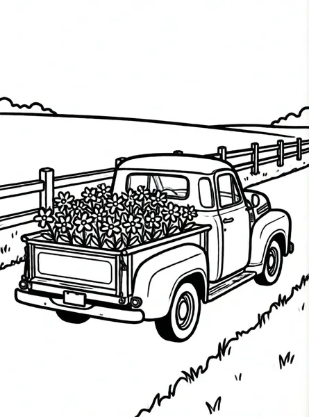 camioneta clásica con flores