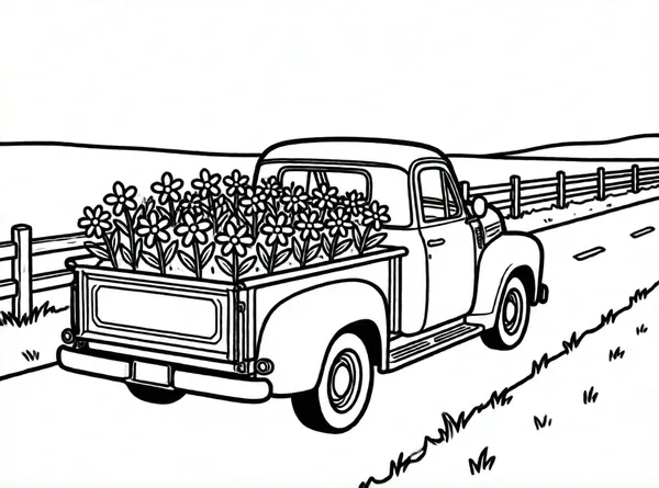 camioneta clásica con flores