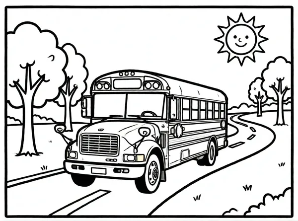 el autobús escolar y el sol