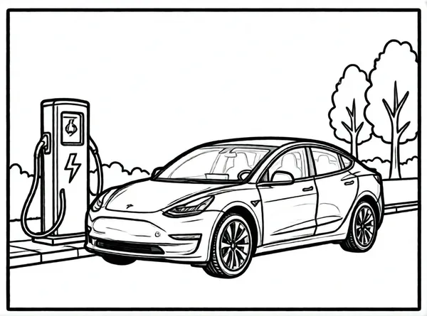 coche eléctrico y estación de carga