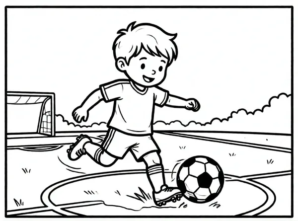 niño pateando balón de fútbol