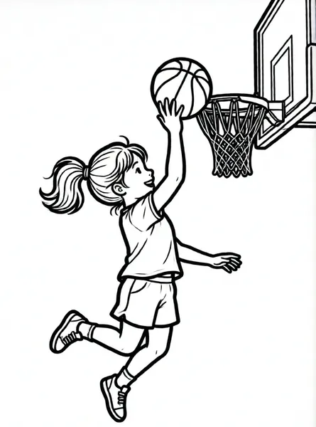 niña encestando en baloncesto