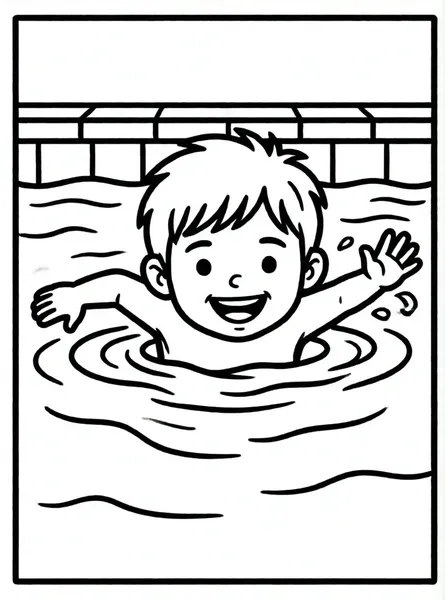 niño nadando en la piscina