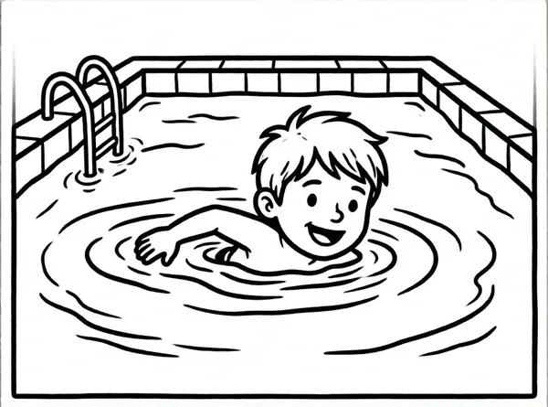 niño nadando en la piscina
