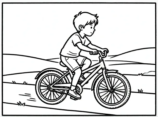 niño montando en su bicicleta