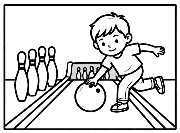 niño lanzando bolos