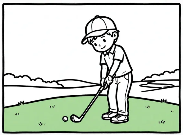 niño jugando al golf