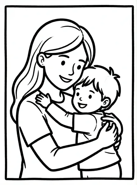 mamá y yo nos abrazamos